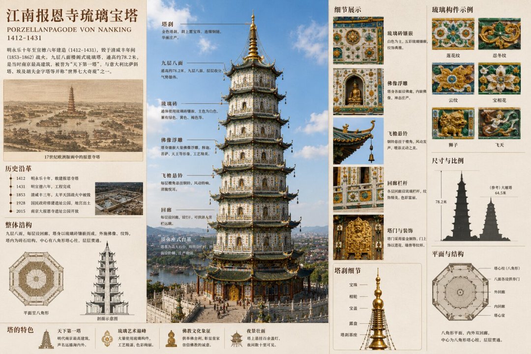 铁塔不是铁,大报恩寺只剩玻璃:中国多彩琉璃塔,原装完好的只剩山西这座