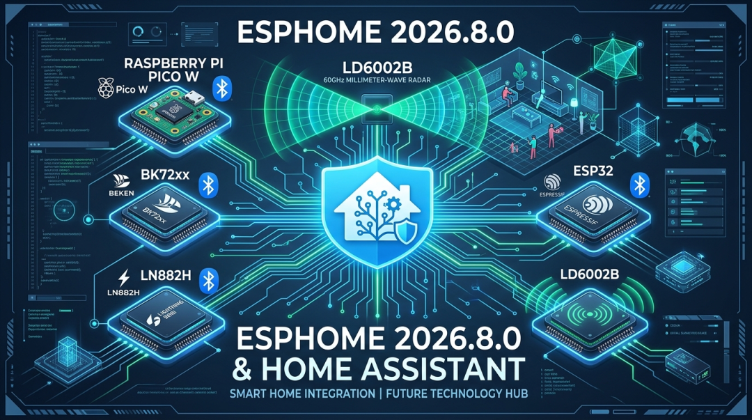 ESPHome 2026.8.0 更新详解:涂鸦开关变身蓝牙网关、60GHz 雷达原生支持,升级前先做五项自检