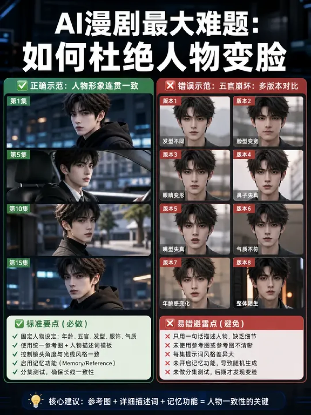 AI短剧主角三集换三张脸?我把全网热门的角色一致性教程都翻完了,省积分的路就这两条
