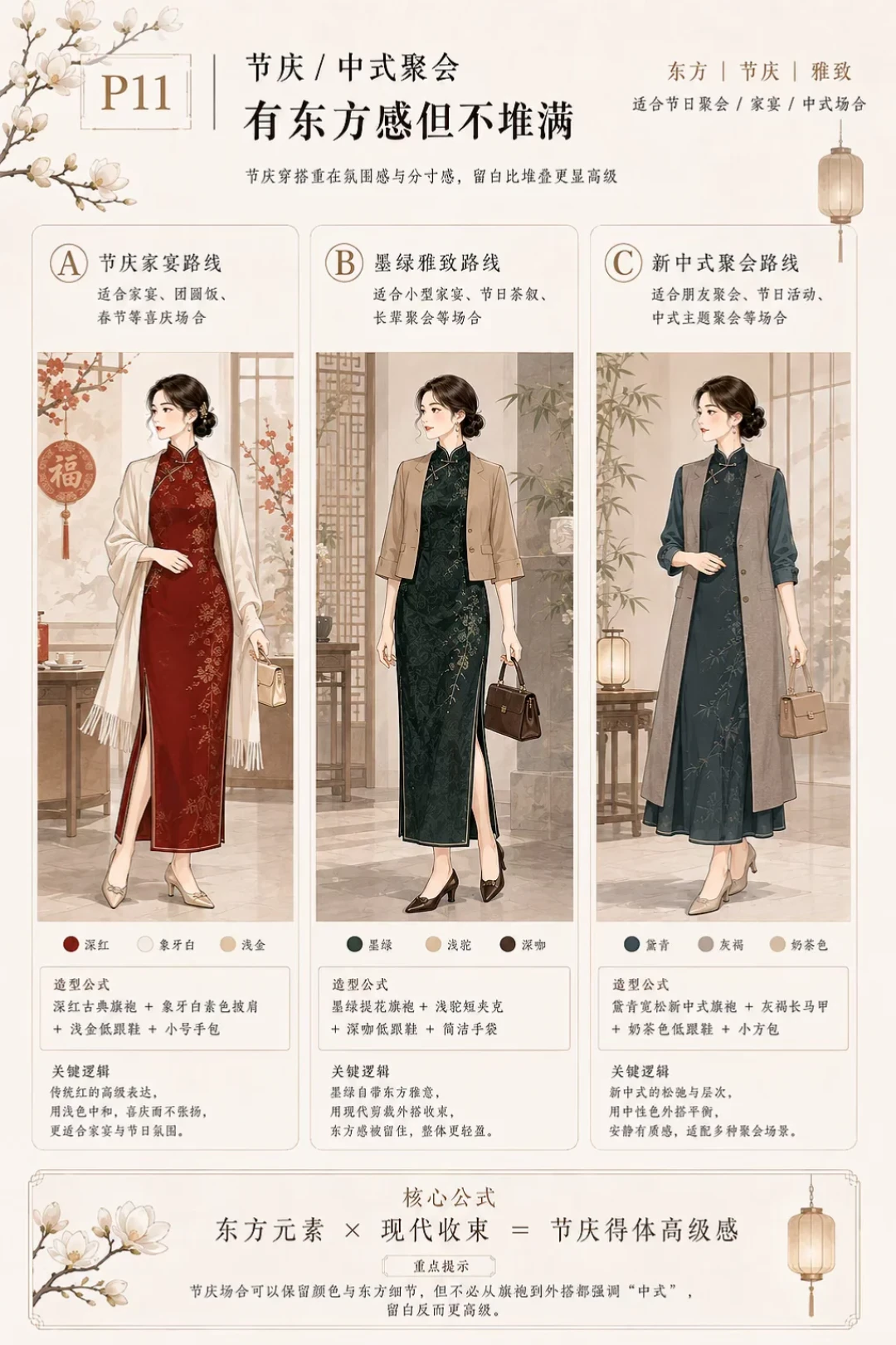买了旗袍不敢穿出门?该减的不是身材,是搭配的隆重感