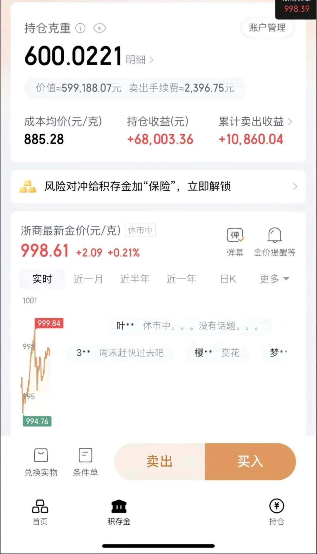 积存金破千元又回落,银行还在拼优惠:妈妈想在手机上