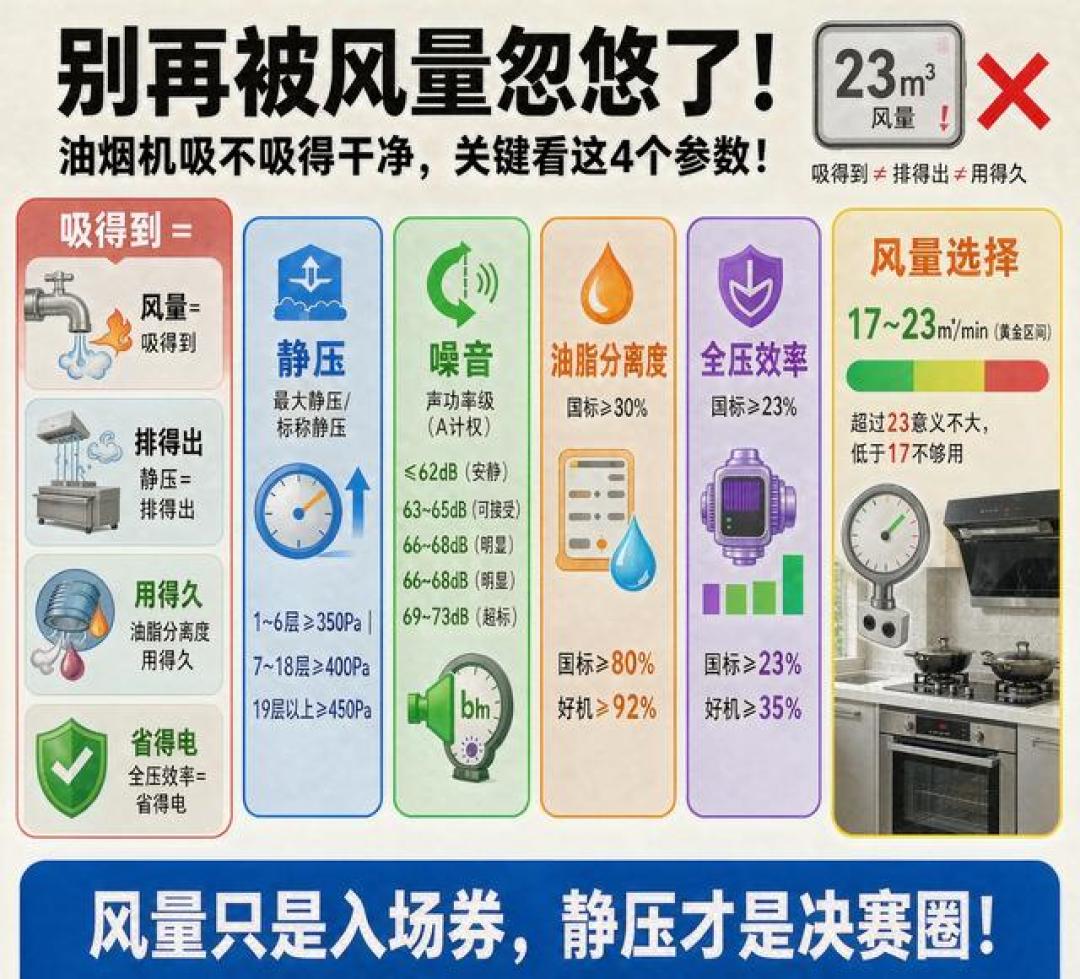 油烟机参数表卷到32m³,11月1日新国标就要改写记分牌:我把标准条款、奥维数据和几十条虚标串味帖对了一遍,真正该看的就这三个数