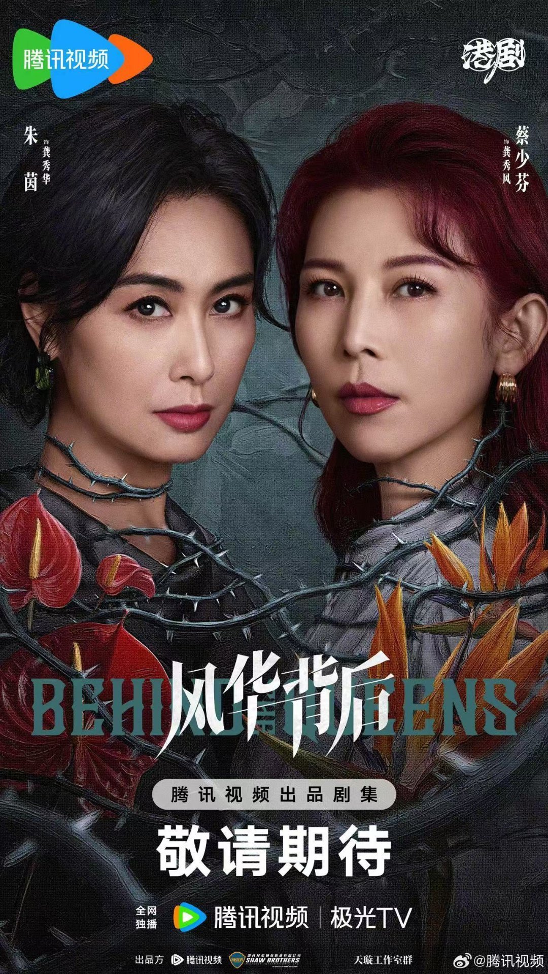 《风华背后》官方海报：蔡少芬饰龚秀风、朱茵饰龚秀华，