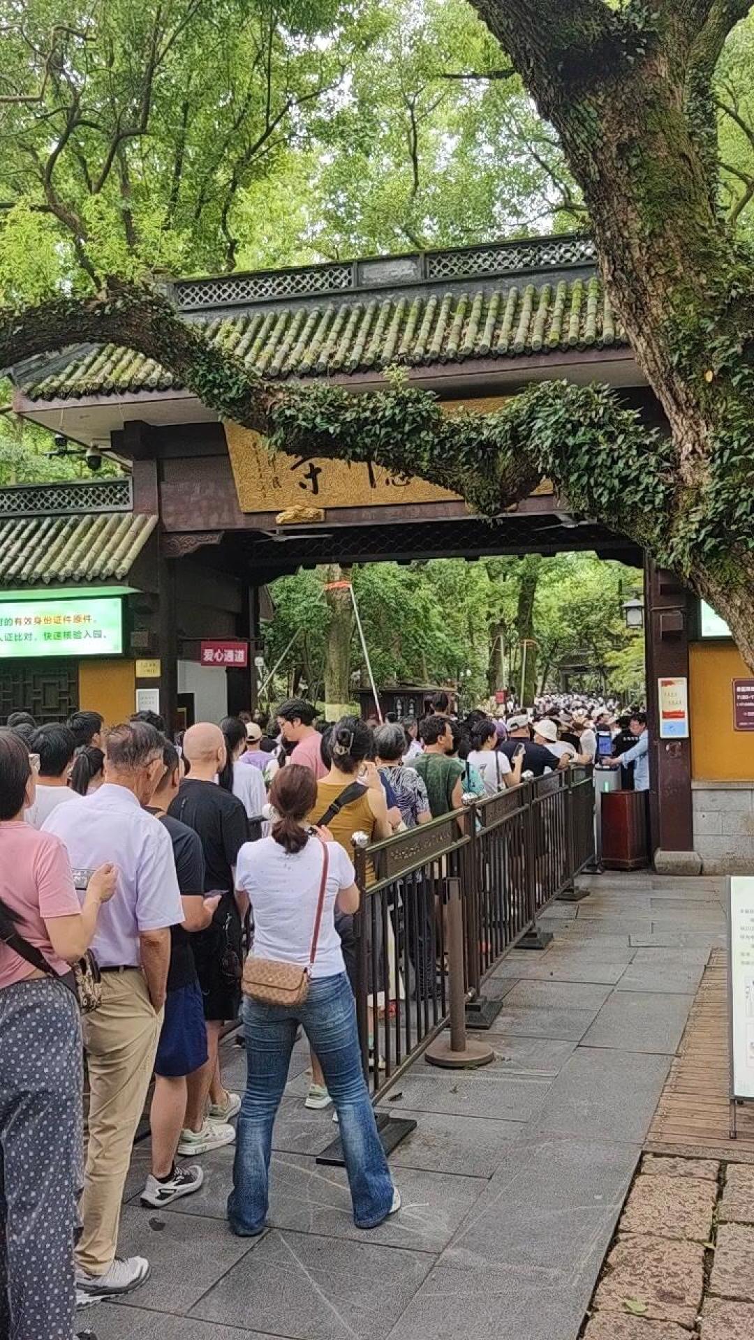 灵隐寺免票后的第一个国庆:翻完八九月20多条实况,搞明白几点去能躲开队伍
