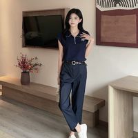 垂顺显瘦神裤！Eland 衣恋莱赛尔藏青九分直筒裤，通勤休闲两不误