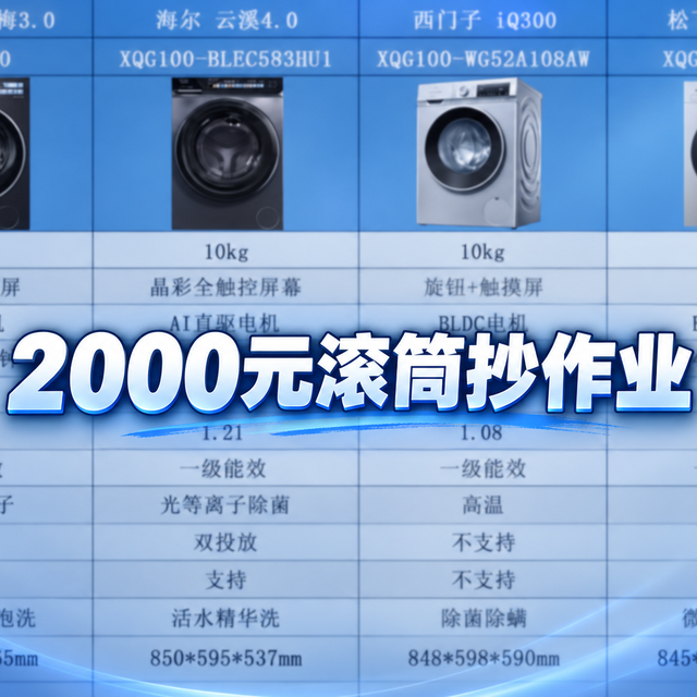 2000元滚筒洗衣机怎么选？小乌梅、云溪、松下、西门子热门机横评