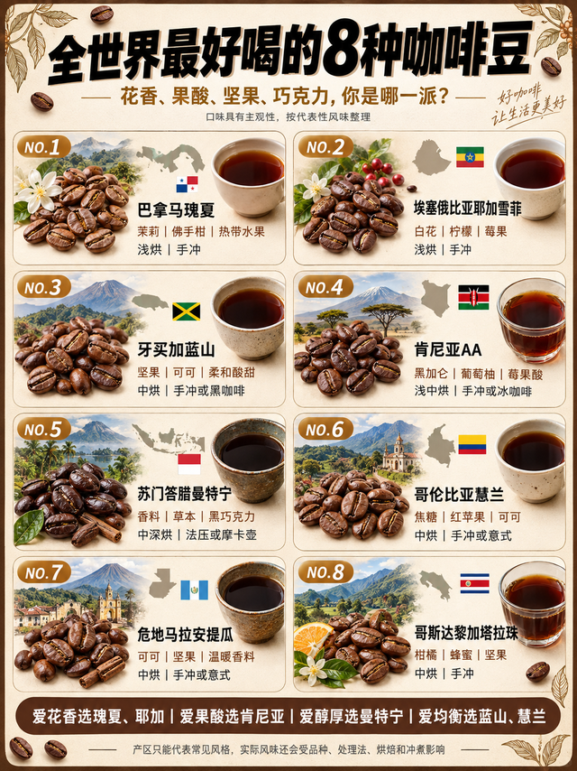 全世界最好喝的8种咖啡豆，你喝过几种？