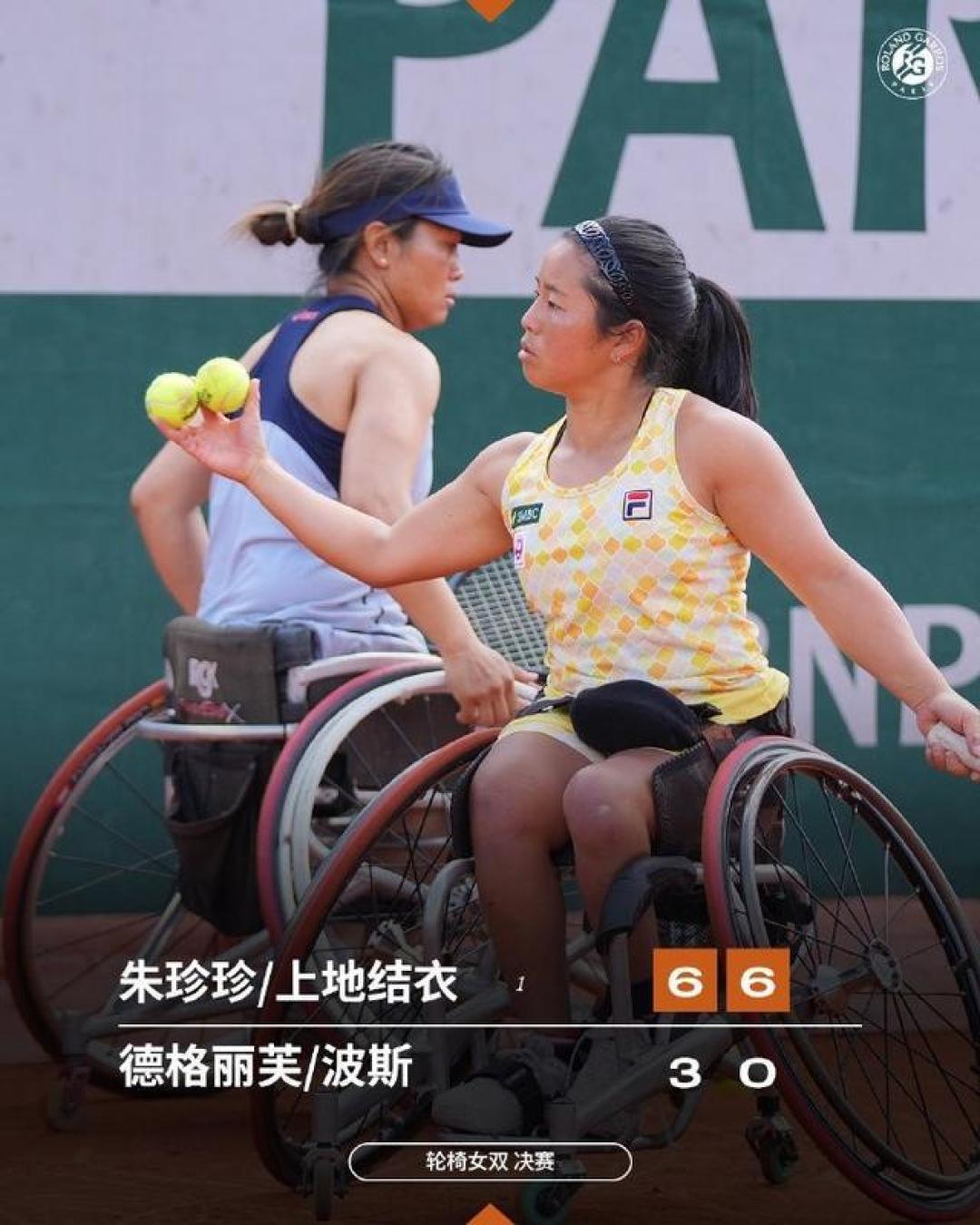 上地结衣/朱珍珍获美网轮椅女双冠军 豪取赛季大满贯三连冠