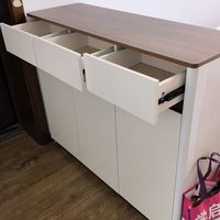 撞色实木鞋柜家用2026新款靠墙一体入户柜