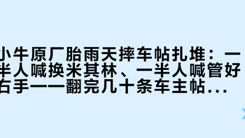 小牛原厂胎雨天摔车帖扎堆：一半人喊换米其林、一半人喊管好右手——翻完几十条车主帖，两条胎473元起，但这3种人先别急着掏钱