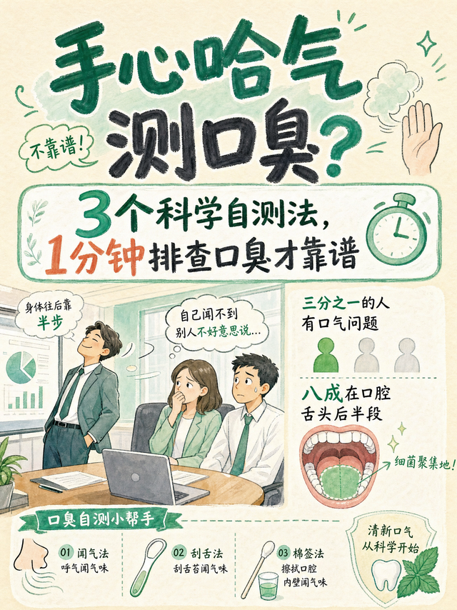 对着手心哈气测口臭？多半测不准，这 3 个方法自己在家就能做