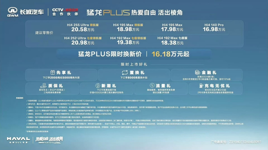 猛龙PLUS力魂版官宣:圆灯终于能原厂装,等不等,先把H9那条价格线看完