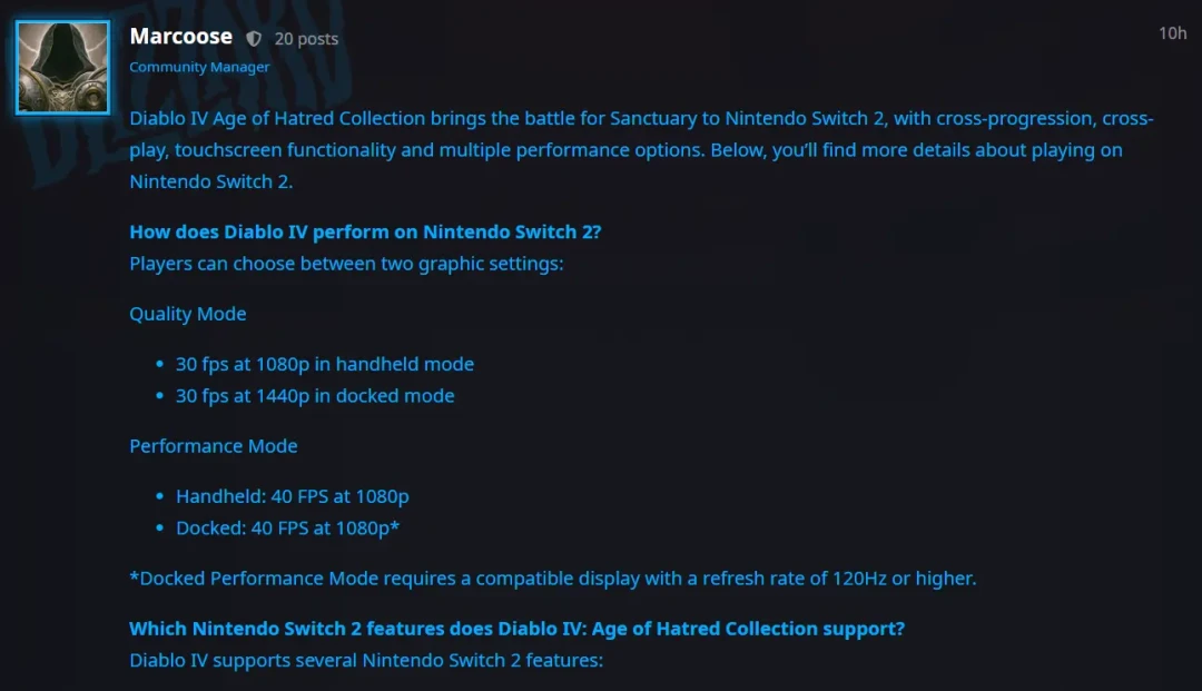 暗黑4上Switch 2了：国服存档带不过去、实体版没卡带、TV模式最多40帧，掏470块之前先把这三句话看懂