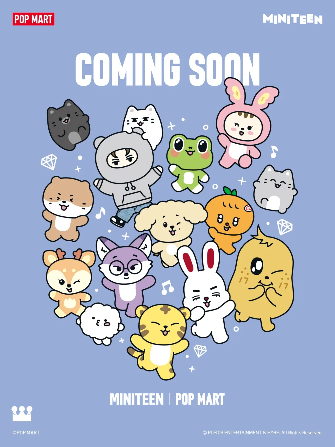 官宣只有一句「COMING SOON」,拼车却一夜拼满:泡泡玛特×SEVENTEEN MINITEEN 这 13 只,按 aespa、RIIZE 的定价公式整盒要 1677 元——拼车锁担、单抽隐藏、等破发这三笔账我替你算完了