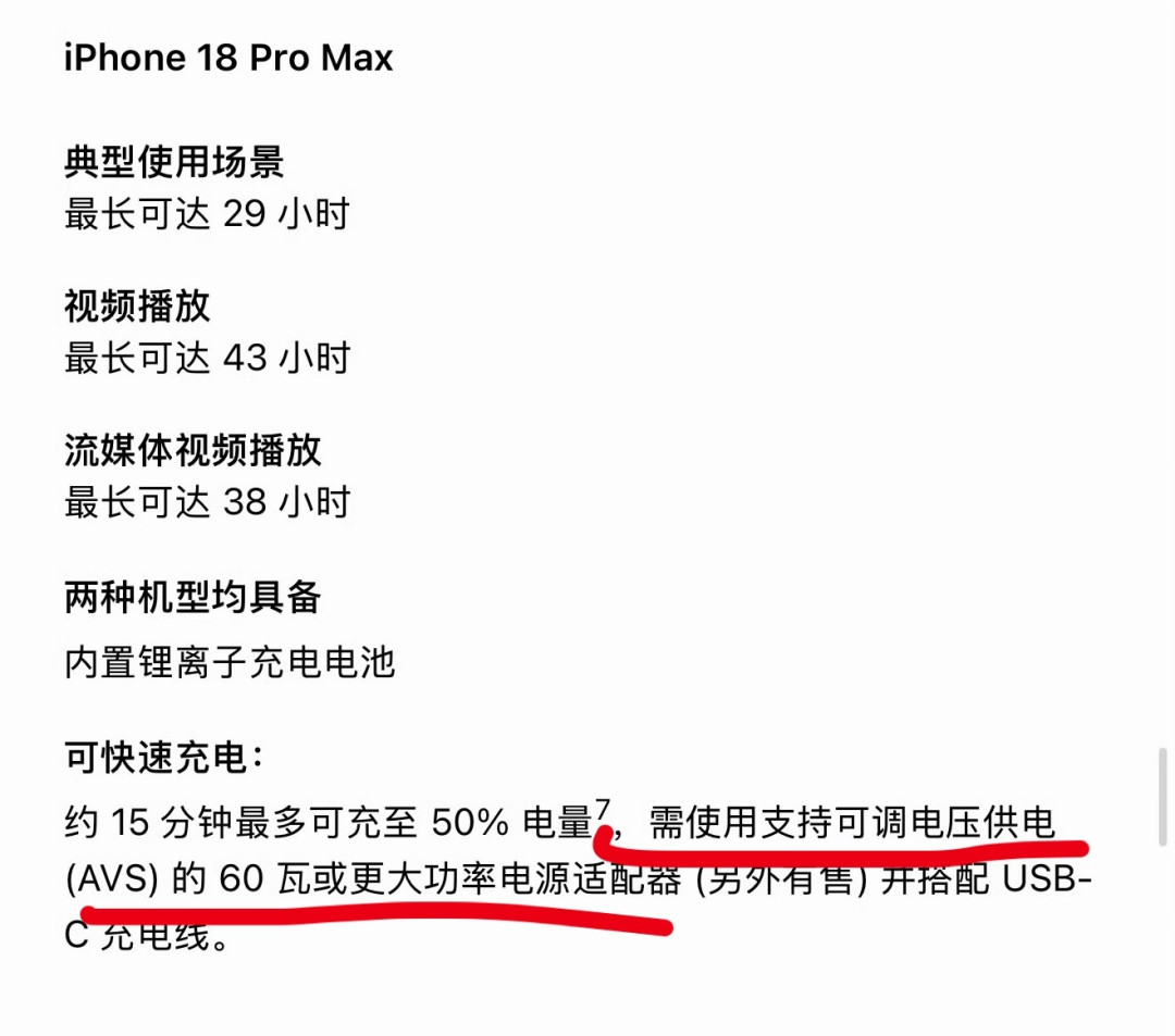 「15分钟充50%」是带条件的:18 Pro 到货前 2 天,先别急着交 329 的充电头钱——旧头能充、第三方 AVS 最低 79 但批次翻车、连数据线都两个说法,谁买谁等我替你捋清