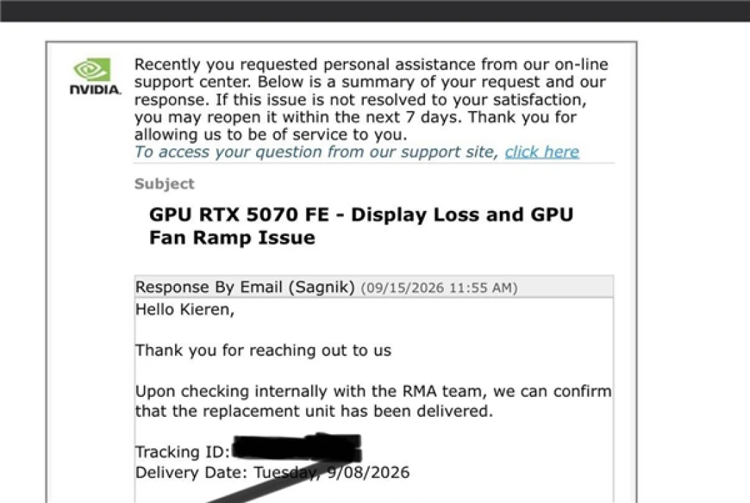 原卡、换新卡都没了!NVIDIA寄出RTX 5070不通知:快递直接丢垃圾桶被偷