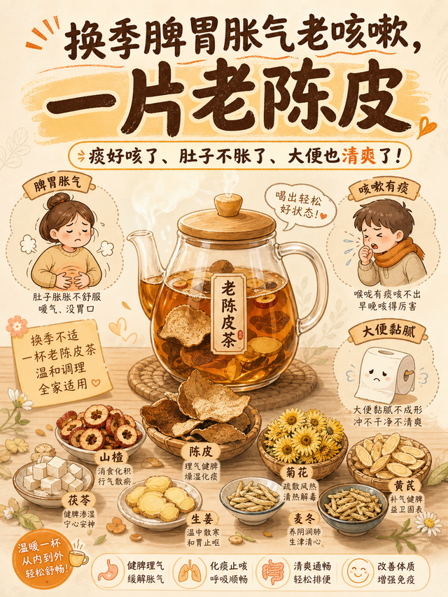 换季脾胃闹脾气？一片老陈皮，痰好咳了肚子不胀了