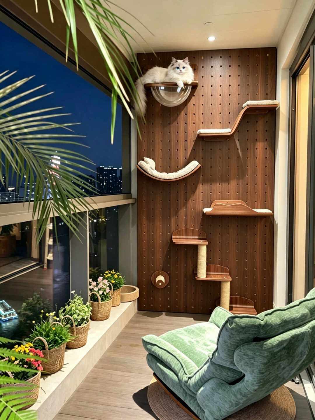猫墙和绿植墙共用一面墙,越存越容易踩坑:你最想挂的绿萝龟背竹,正好在猫有毒名单上,融合猫墙先过品种、动线、承重三道关