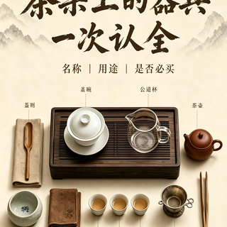新手喝茶别乱买茶具‼️一张图认全茶桌器具