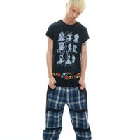 挖到小众国潮 Vinkid 云梯格纹拼接牛子裤✨