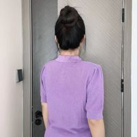 💜马天奴这件紫色小香针织小衫太懂优雅