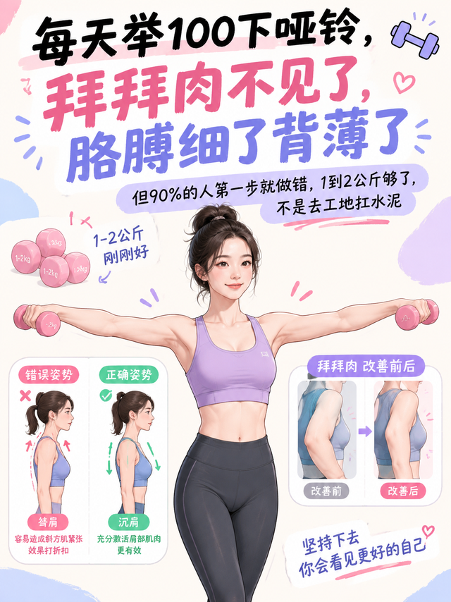 每天举 100 下哑铃，拜拜肉不见了，90%的人第一步就做错！