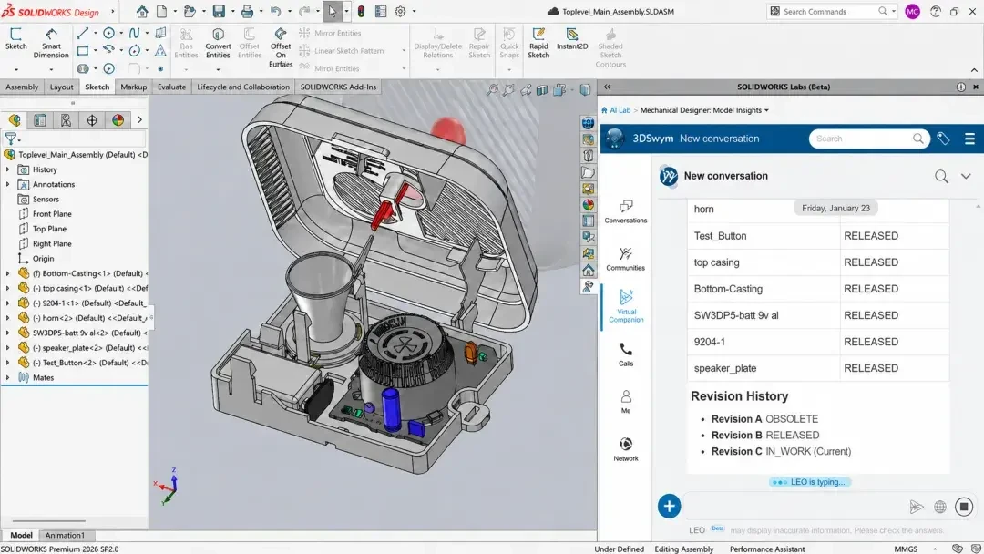 SOLIDWORKS 2027 发布:STEP 转参数化、对话出图,AI 进 CAD 前机械人先看清这五件事