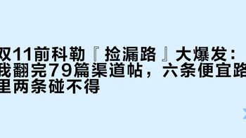 双11前科勒『捡漏路』大爆发：我翻完79篇渠道帖，六条便宜路里两条碰不得