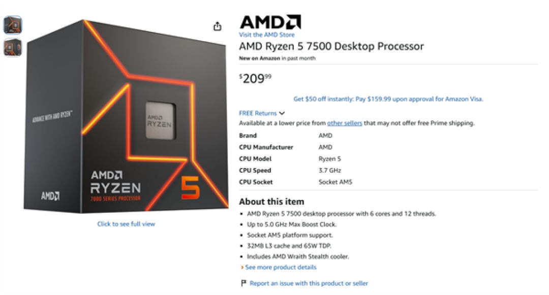 贵了140元！AMD锐龙5 5500F/7500上架：比官方定价涨超20%