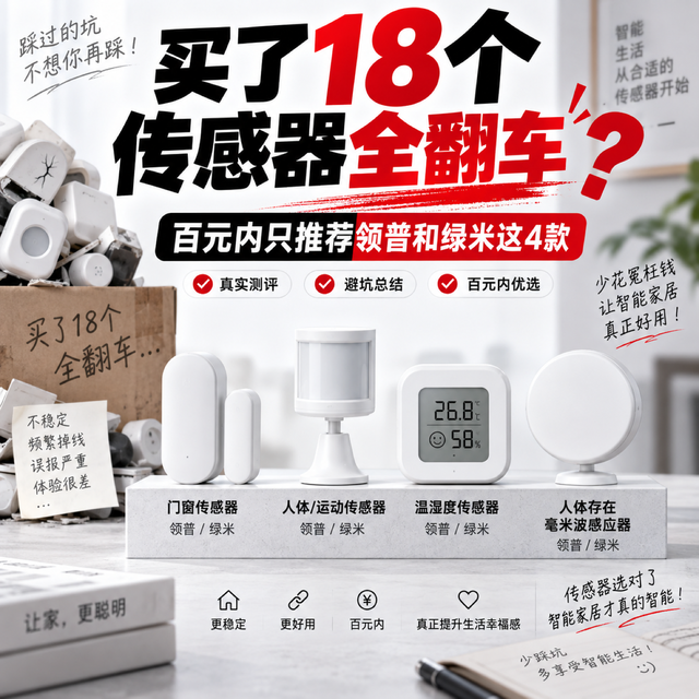 买了18个传感器全翻车？百元内只推荐领普和绿米这4款