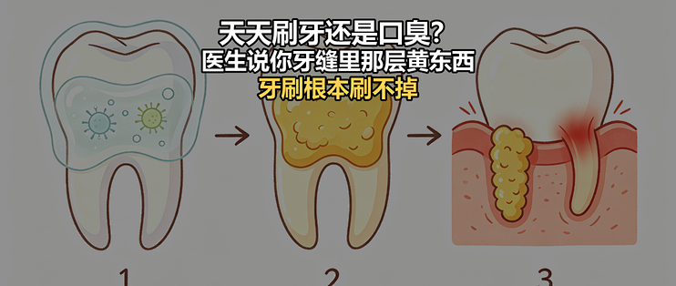 天天刷牙还是口臭？医生说你牙缝里那层黄东西，牙刷根本刷不掉