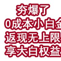 夯爆了!0成本小白金返现无上限!享大白权益