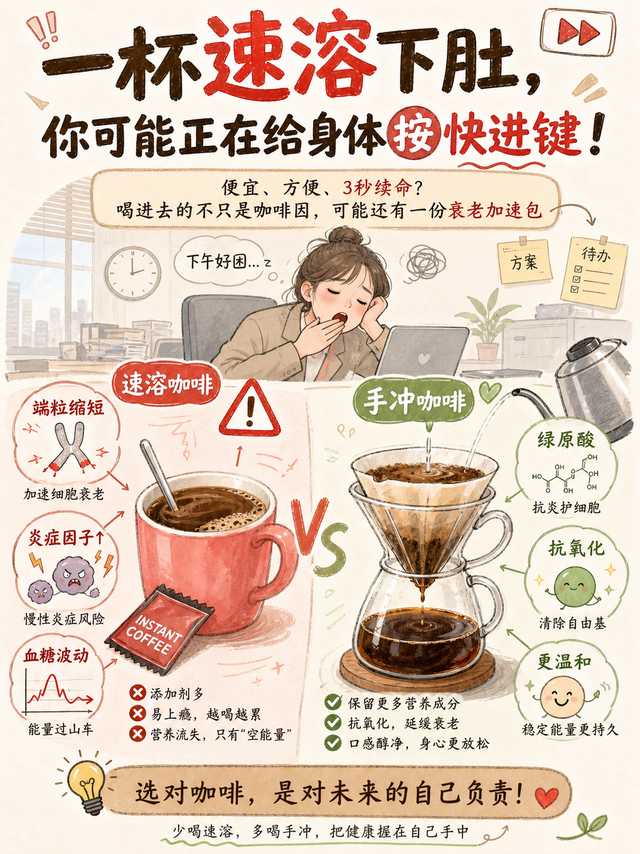一杯速溶三合一咖啡下肚，你可能正在给身体按快进键？