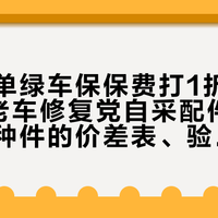 全国首单绿车保保费打1折省500元：老车修复党自采配件，先认清六种件的价差表、验货5步和3条红线