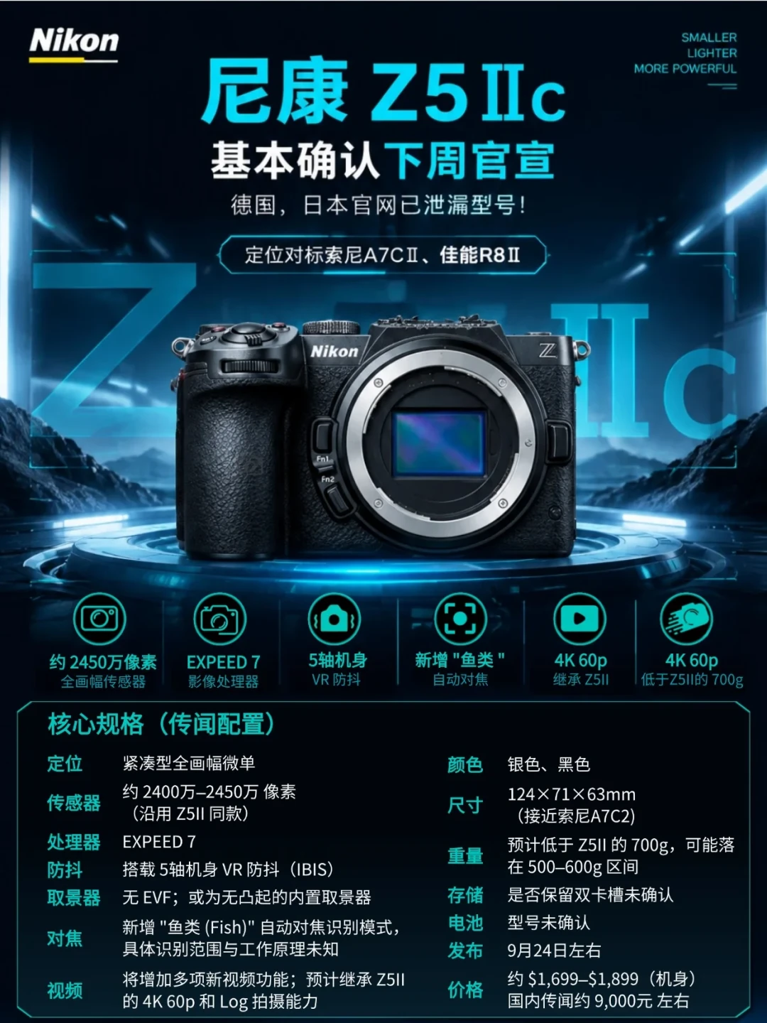 Z5II跌进7字头,Z5IIC传闻9月24日官宣:第一台全画幅,抄底还是等新机?
