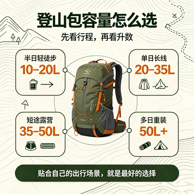 徒步新手最容易踩的坑：登山包买大买小都难受，看完这篇就知道了