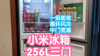 小米米家冰箱256L三门。一级能效循环风冷，中门宽幅变温