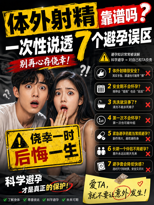 体外射精靠谱吗？一次性说透7个避孕误区，别再心存侥幸！