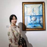 张宝月与画中的垂耳兔莫卡