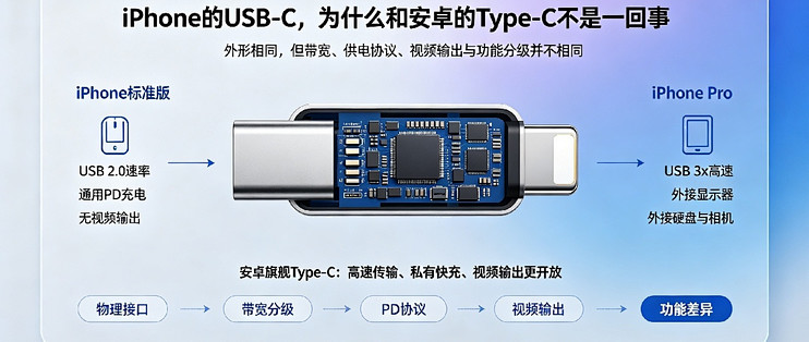 iPhone的USB‑C，为什么和安卓的Type‑C不是一回事