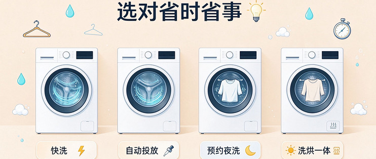 上班族选滚筒洗衣机：省时看三段等待，省事看四处操作