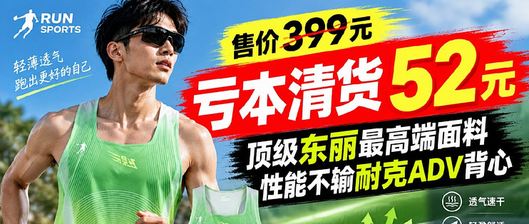 原价399元，到手只要52元，顶东丽最高端面料，性能不输耐克ADV背心