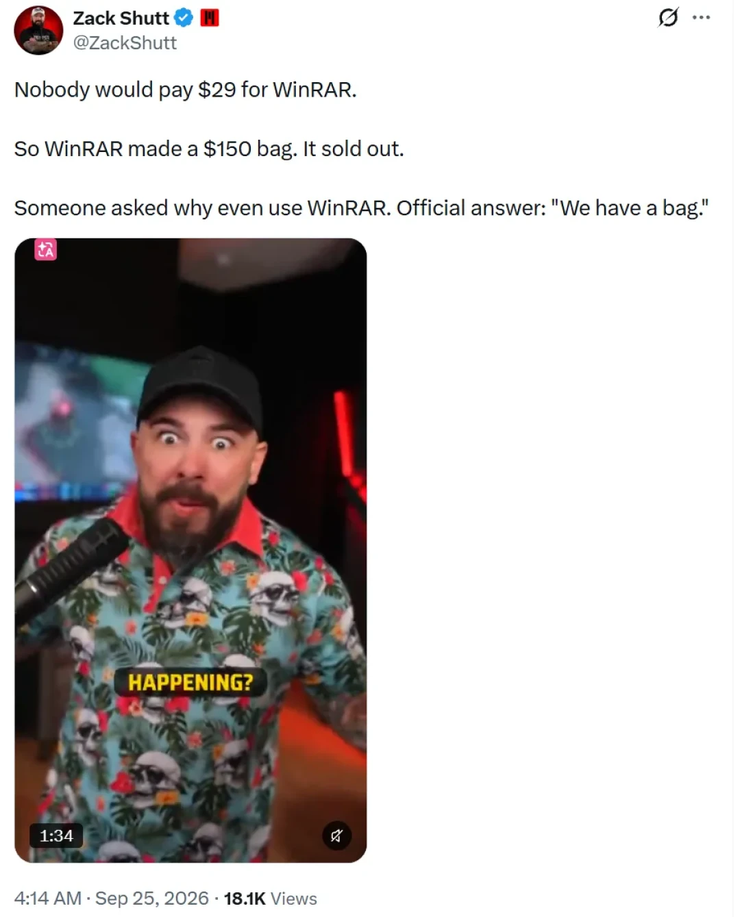 不买软件就买个包!WinRAR出150美元挎包了