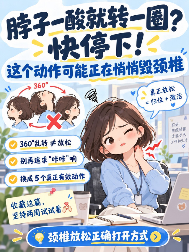 颈椎不舒服就转脖子？求你别再转了‼️