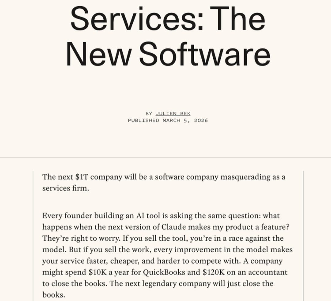 红杉资本合伙人 Julien Bek 的文章《Services: The New Software》