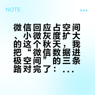 微信回应占空间、小微灰度扩大的这个秋天，我把“微信数据进极空间”的三条路对完了：一条卡记录、一条卡机型、一条卡“信”字