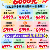 2026秋季旗舰手机起售价一图看懂