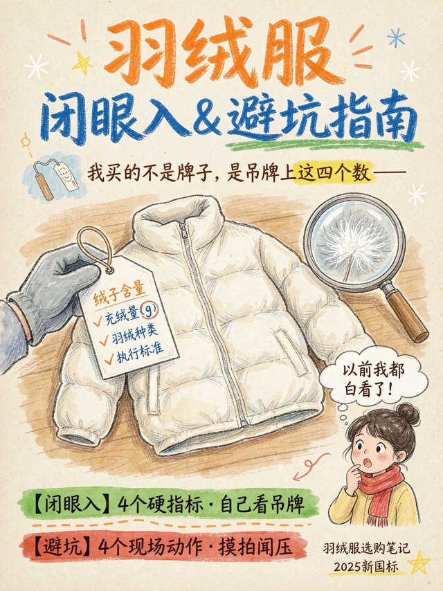 男士买羽绒服只盯三个数：绒子含量、充绒量、蓬松度，避坑99%