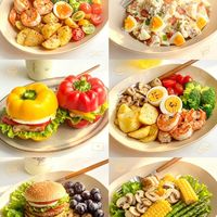 标题：轻食减脂餐六宫格