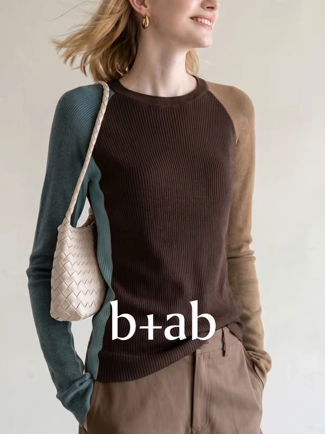 b+ab 拼色插肩针织上衣